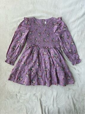 Janie and Jack Lavender Floral Smocked Ling Sleeve Dress